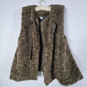 Anthropologie Akemi + Kin Womens Alonna Teddy Plush Vest Jacket One Size Olive